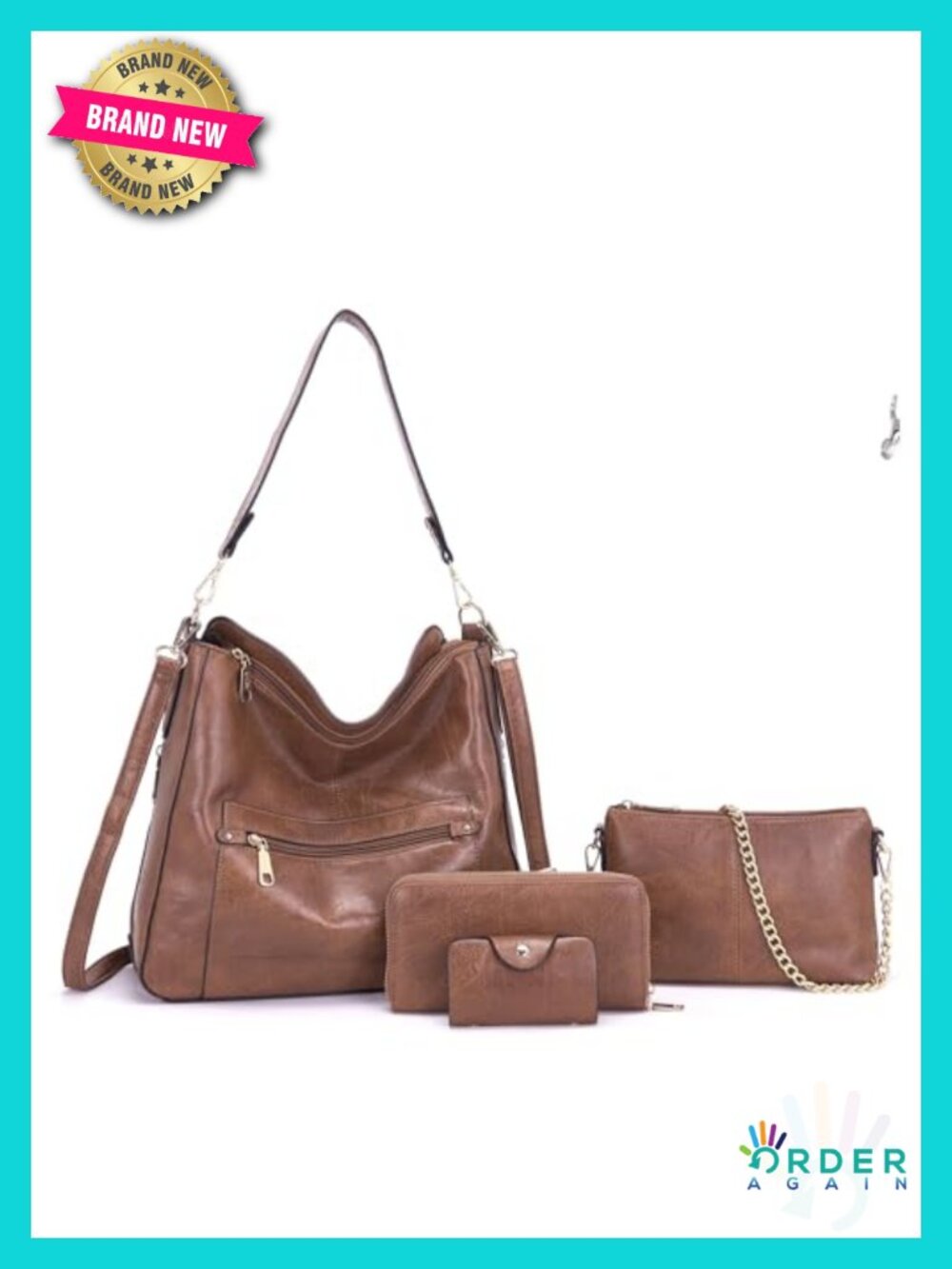 Large PU Leather Hobo Crossbody Bag Set with Wallet and Card Holder